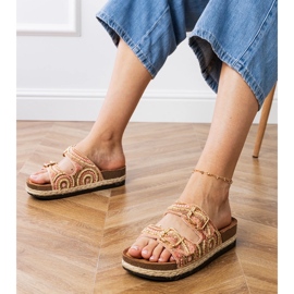 Rosa etniska flip flops med klämmor på ränder 1