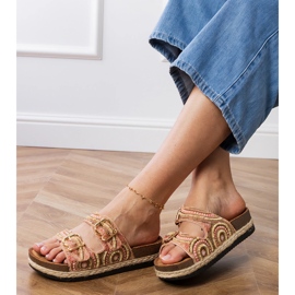 Rosa etniska flip flops med klämmor på ränder 2