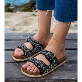 Svart etniska flip flops med klämmor på ränder 6