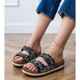 Svart etniska flip flops med klämmor på ränder 3