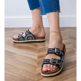 Svart etniska flip flops med klämmor på ränder 4