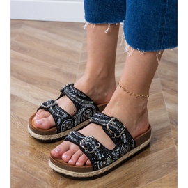 Svart etniska flip flops med klämmor på ränder 5