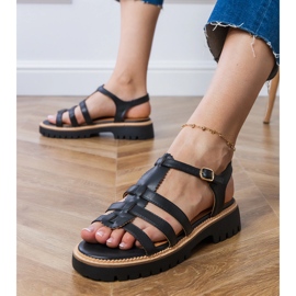 Svarta gladiatorsandaler med ett spänne 2