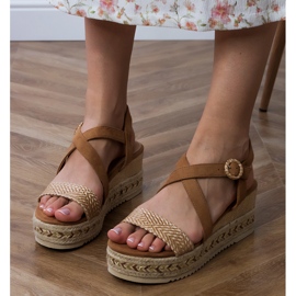 Brun espadrilles sandaler för kil 1