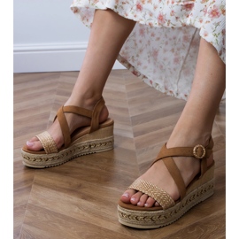 Brun espadrilles sandaler för kil 3