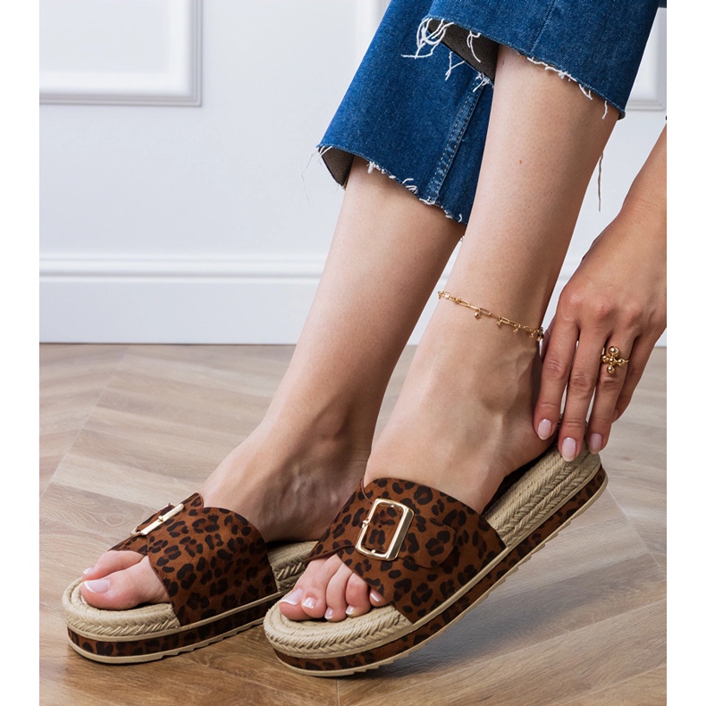 Panther flip flops på plattformen med ett spänne på baren brun 1