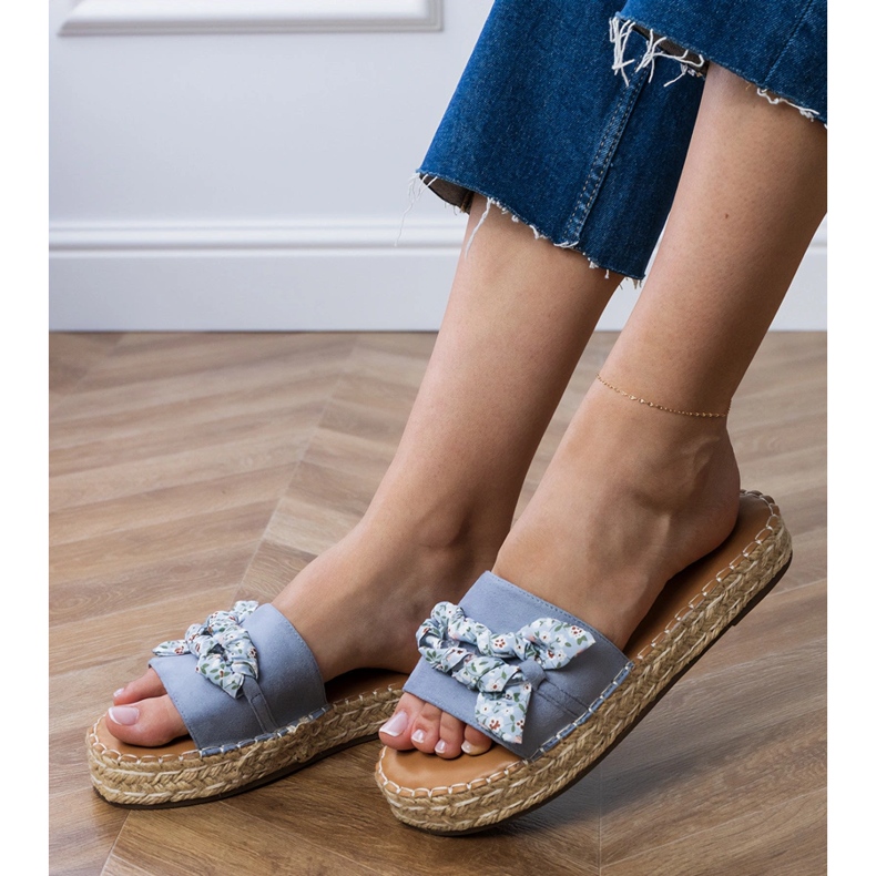 Blå espadrilles med en båge 2