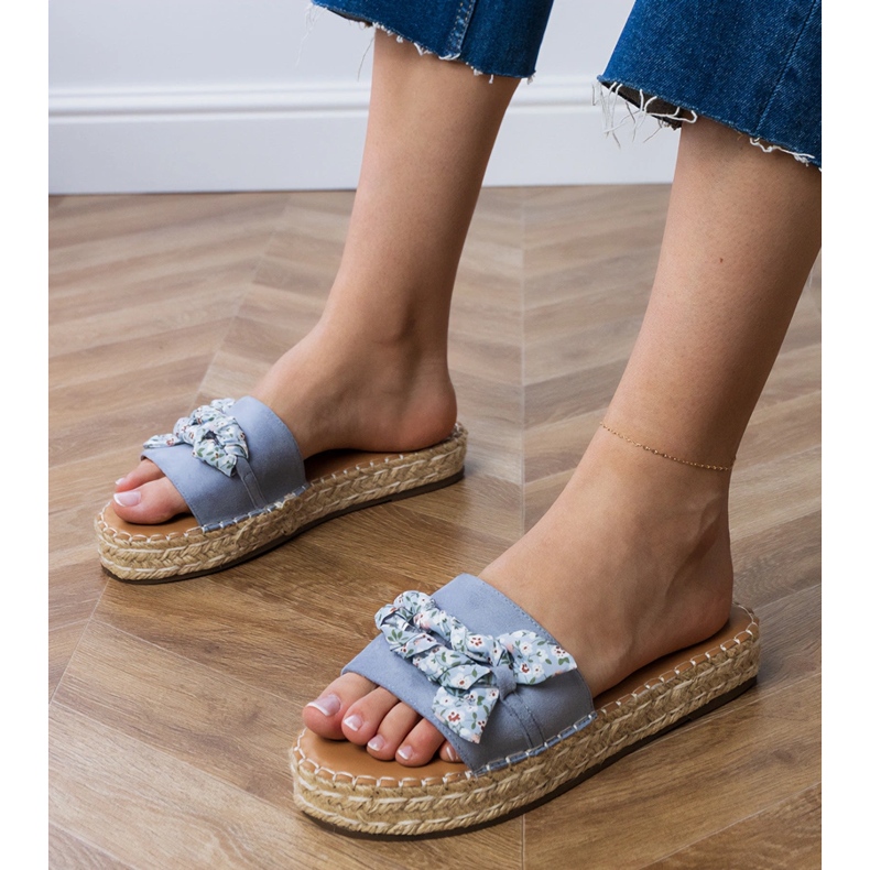 Blå espadrilles med en båge 1