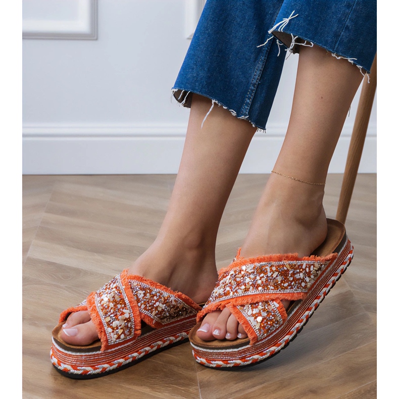 Orange flip flops med ränder 2
