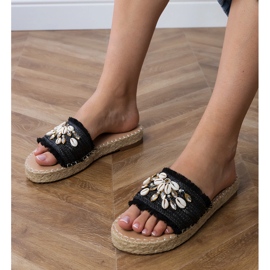 Svart espadrille flip flops med skal 1