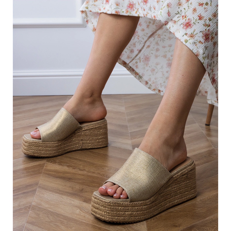 Classic Espadrilles Gold Flip Flops på plattformen gyllene 1