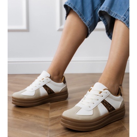 Kvinnors leopardsneakers på plattformen vit 1