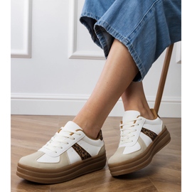 Kvinnors leopardsneakers på plattformen vit 2