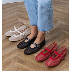 Black Mesh Ballerinas med ett spänne svart 4