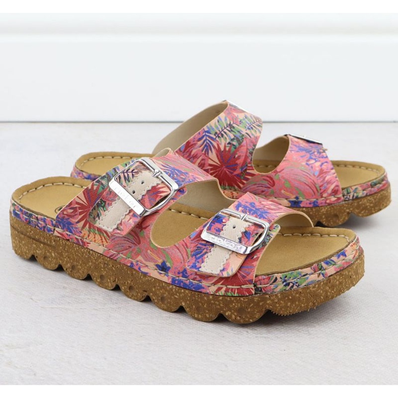 Rieker V8751-90 kvinnors tofflor rosa 1