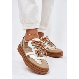 Kvinnors sneakers på plattformen med dubbel snörning leopard leopard gyllene 2