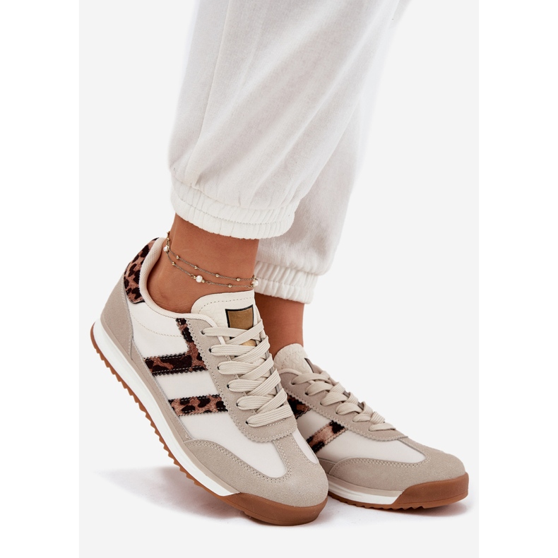 Låga sneakers kvinnors beige leopardtryck 1
