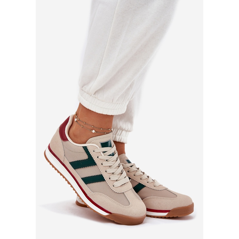 Låga kvinnors sneakers mörk välsignelse beige 1