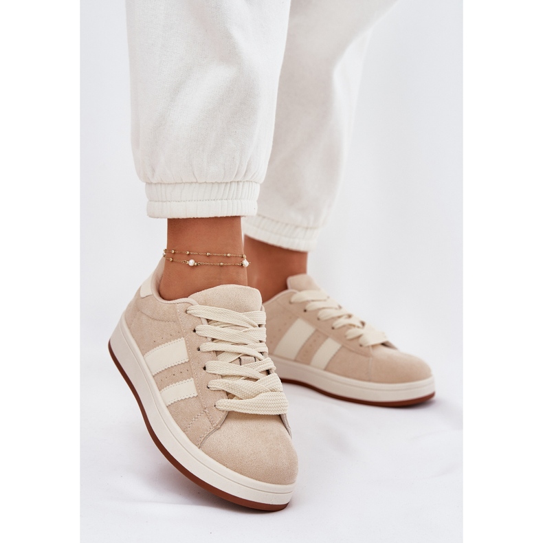 EVento Kvinnors sneakers med Eco Suede Beige 2