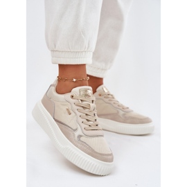 EVento Sneakers i läder för kvinnor på plattformen, beige 2