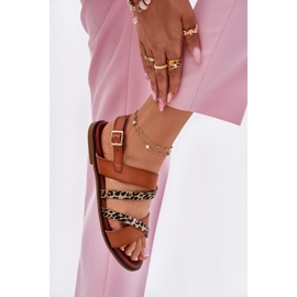 Flat -hanterade kvinnosandaler med leopard leoparder Sergio Leone SK086H Camel Stripes brun 2