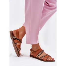 Flat -hanterade kvinnosandaler med leopard leoparder Sergio Leone SK086H Camel Stripes brun 5