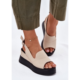 Kvinnors lädersandaler för forntida artiker 54C0401 Beige 5