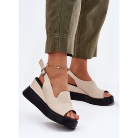 Kvinnors lädersandaler för forntida artiker 54C0401 Beige 2