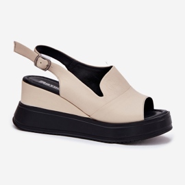 Kvinnors lädersandaler för forntida artiker 54C0401 Beige 4