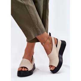 Kvinnors lädersandaler för forntida artiker 54C0401 Beige 3