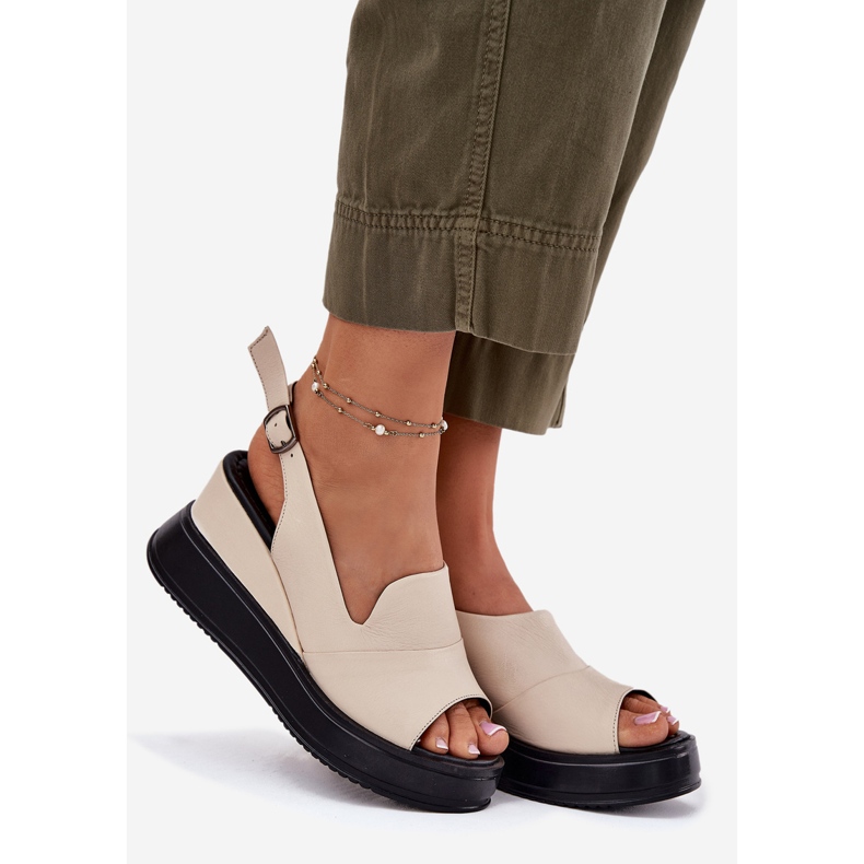 Kvinnors lädersandaler för forntida artiker 54C0401 Beige 1