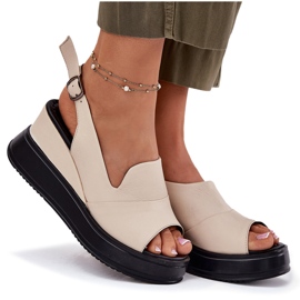 Kvinnors lädersandaler för forntida artiker 54C0401 Beige 7