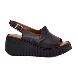 ARTIKER Kvinnors sandaler av naturläder på Wedge Artker 54C0791 svart 8