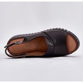 ARTIKER Kvinnors sandaler av naturläder på Wedge Artker 54C0791 svart 9