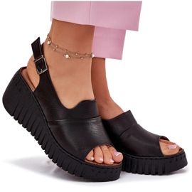 ARTIKER Kvinnors sandaler av naturläder på Wedge Artker 54C0791 svart 10