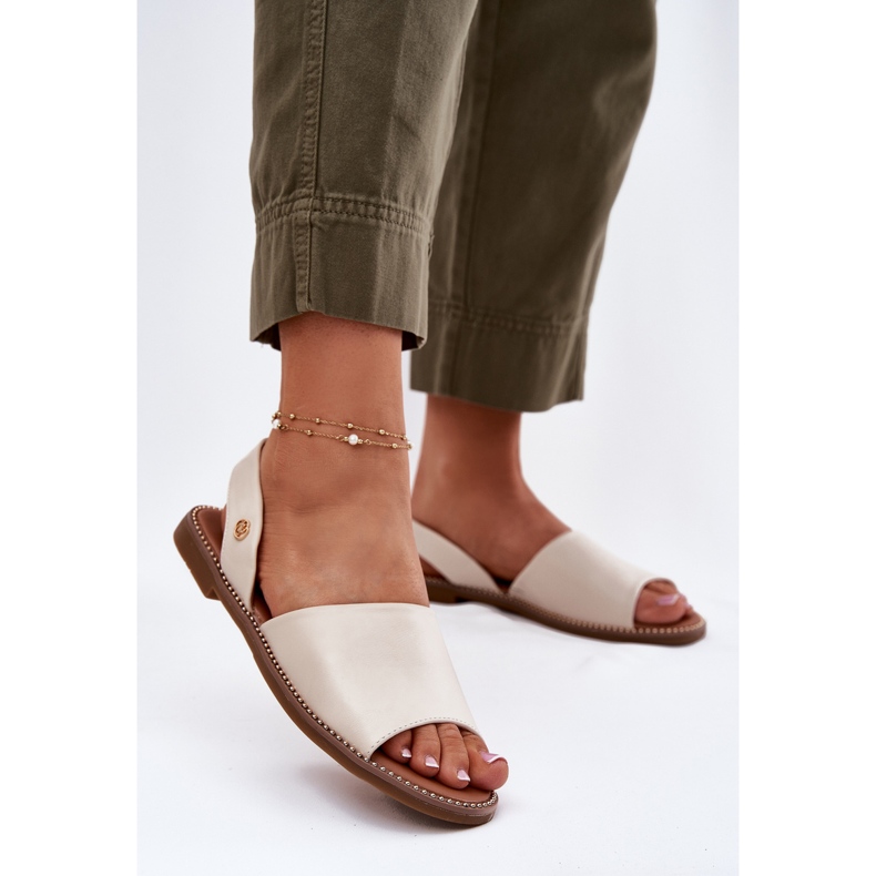 EVento Kvinnors platt sandaler Eco Leather Beige 2