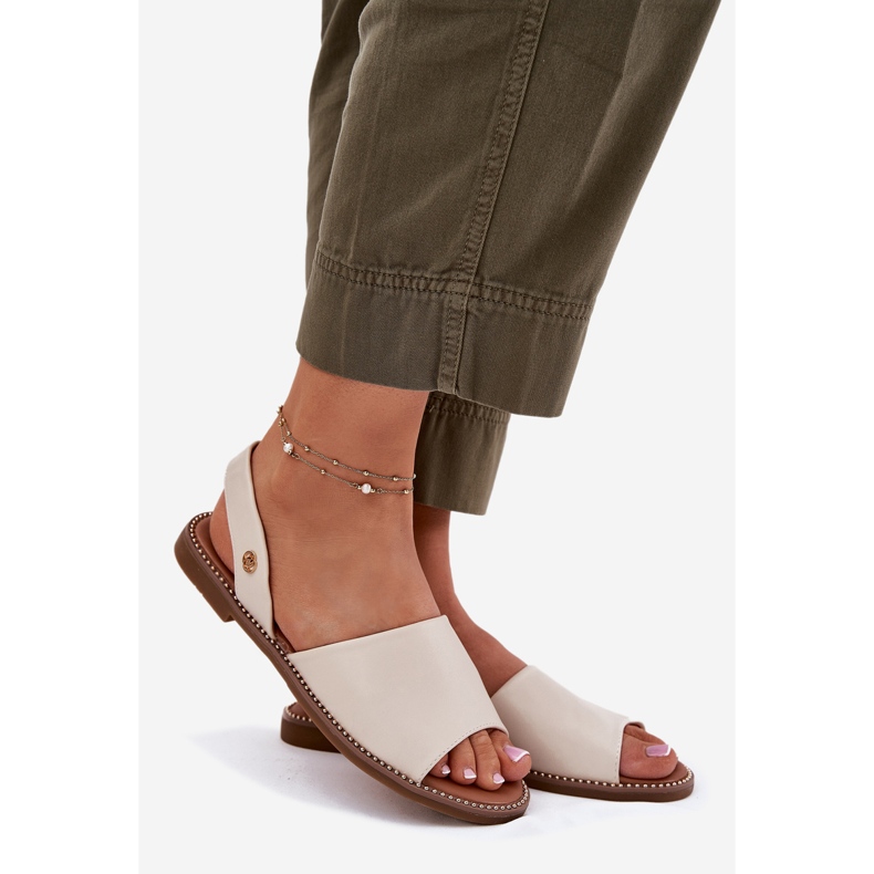 EVento Kvinnors platt sandaler Eco Leather Beige 1