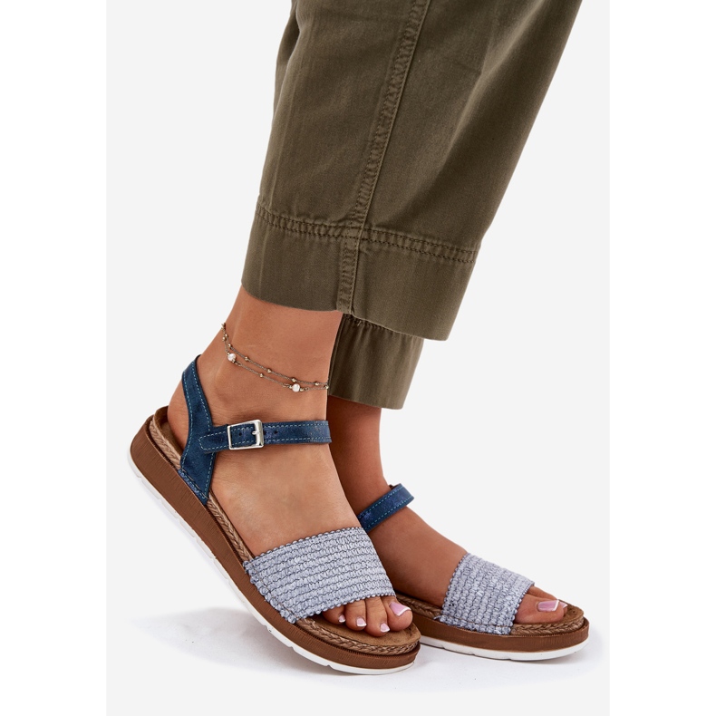 Kvinnors sandaler med en fläta på InBlu GS000050 Blue Bar blå 1