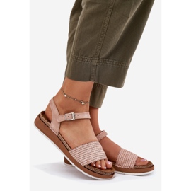 Kvinnors sandaler med flätning på InBlu GS000050 rosa bälte 1