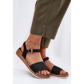 Kvinnors sandaler med en fläta på InBlu GS000050 Black Belt svart 1