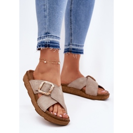 Kvinnors flip flops med InBlu ED000025 Beige 2