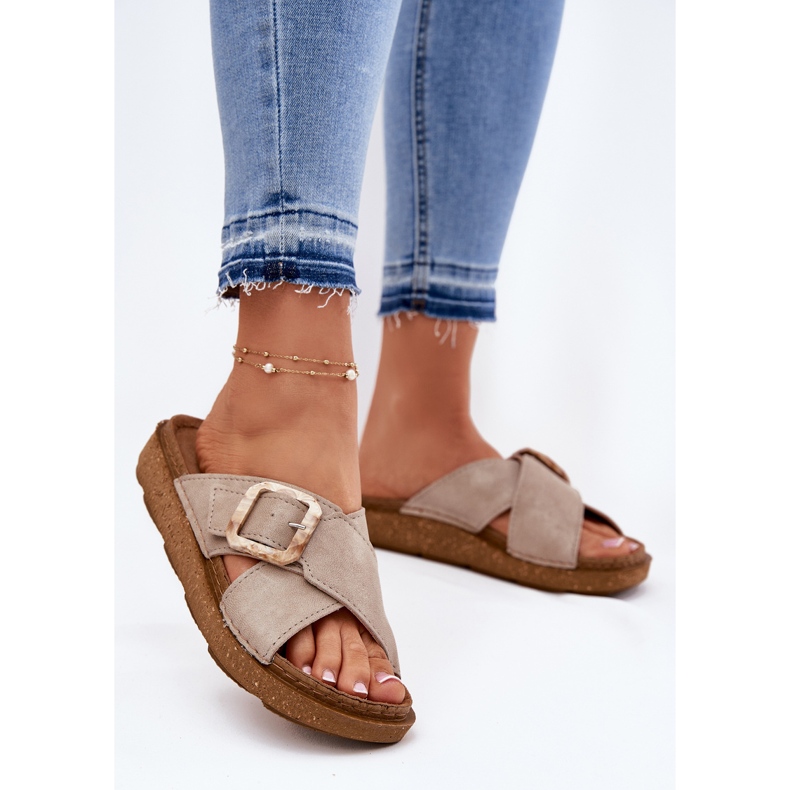 Kvinnors flip flops med InBlu ED000025 Beige 2