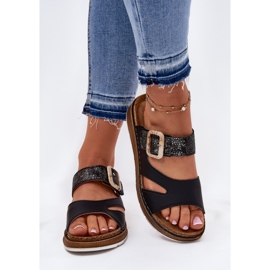 Lätt kvinnors flip flops med InBlu GS000055 svart spänne 3