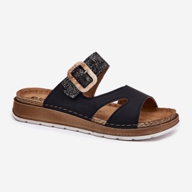 Lätt kvinnors flip flops med InBlu GS000055 svart spänne 4