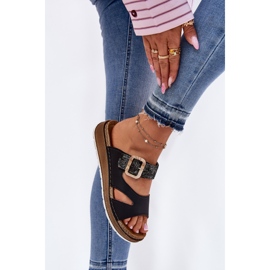 Lätt kvinnors flip flops med InBlu GS000055 svart spänne 6