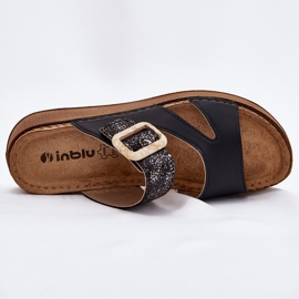 Lätt kvinnors flip flops med InBlu GS000055 svart spänne 7