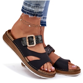 Lätt kvinnors flip flops med InBlu GS000055 svart spänne 8