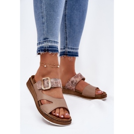 Lätt kvinnors flip flops med InBlu GS000055 Beige 2