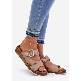 Lätt kvinnors flip flops med InBlu GS000055 Beige 1