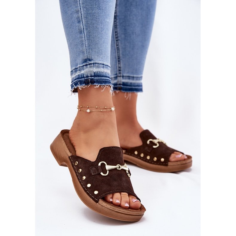 Kvinnors mocka tofflor InBlu TF0002K Brown brun 2